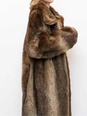 Luxurious Brown Faux Fur Long Coat
